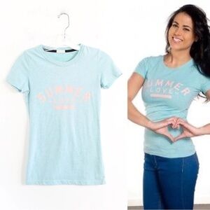 Joshua Perets cotton blend Summer Love pastel tee printed t-shirt text graphic S